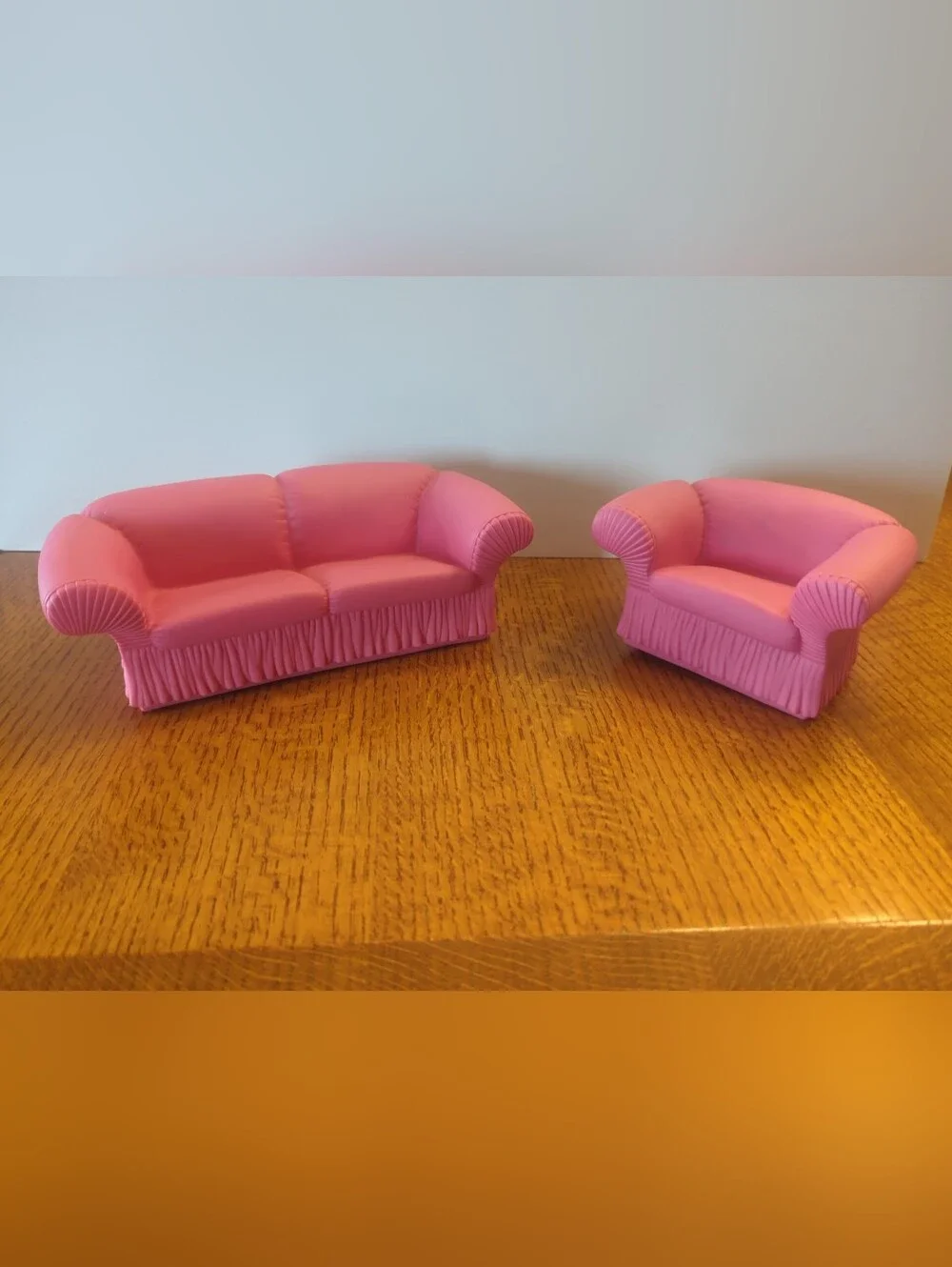 Vintage 1996 │Pink Vinyl Sized Couch and Chair │Made By M.T.H.K │Fits Barbie